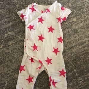 Muslin Wrap Around Pajamas with Pink Stars